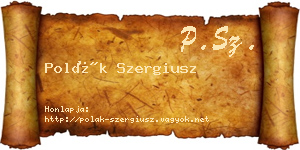 Polák Szergiusz névjegykártya